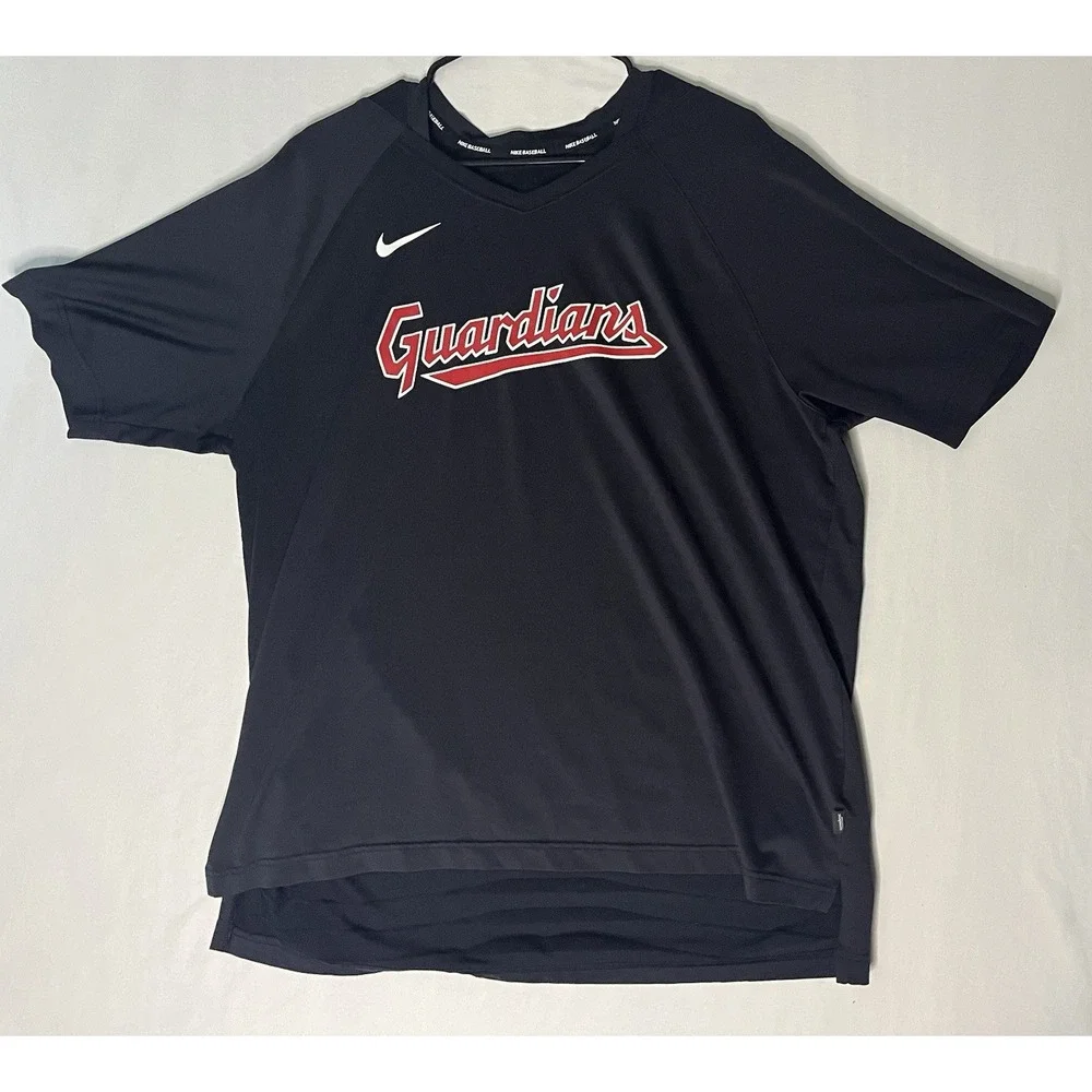 Nike Dri Fit Cleveland Guardians T Shirt Men's XL Blue Short Sleeve MLB Baseball